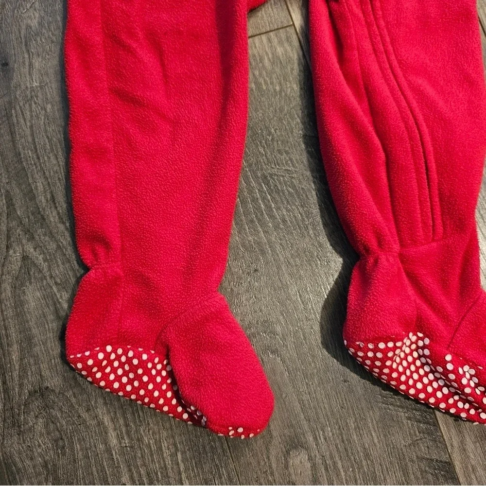 24M Red Black Footies Santa One Piece Belt Design Christmas Pictures PJs Holiday